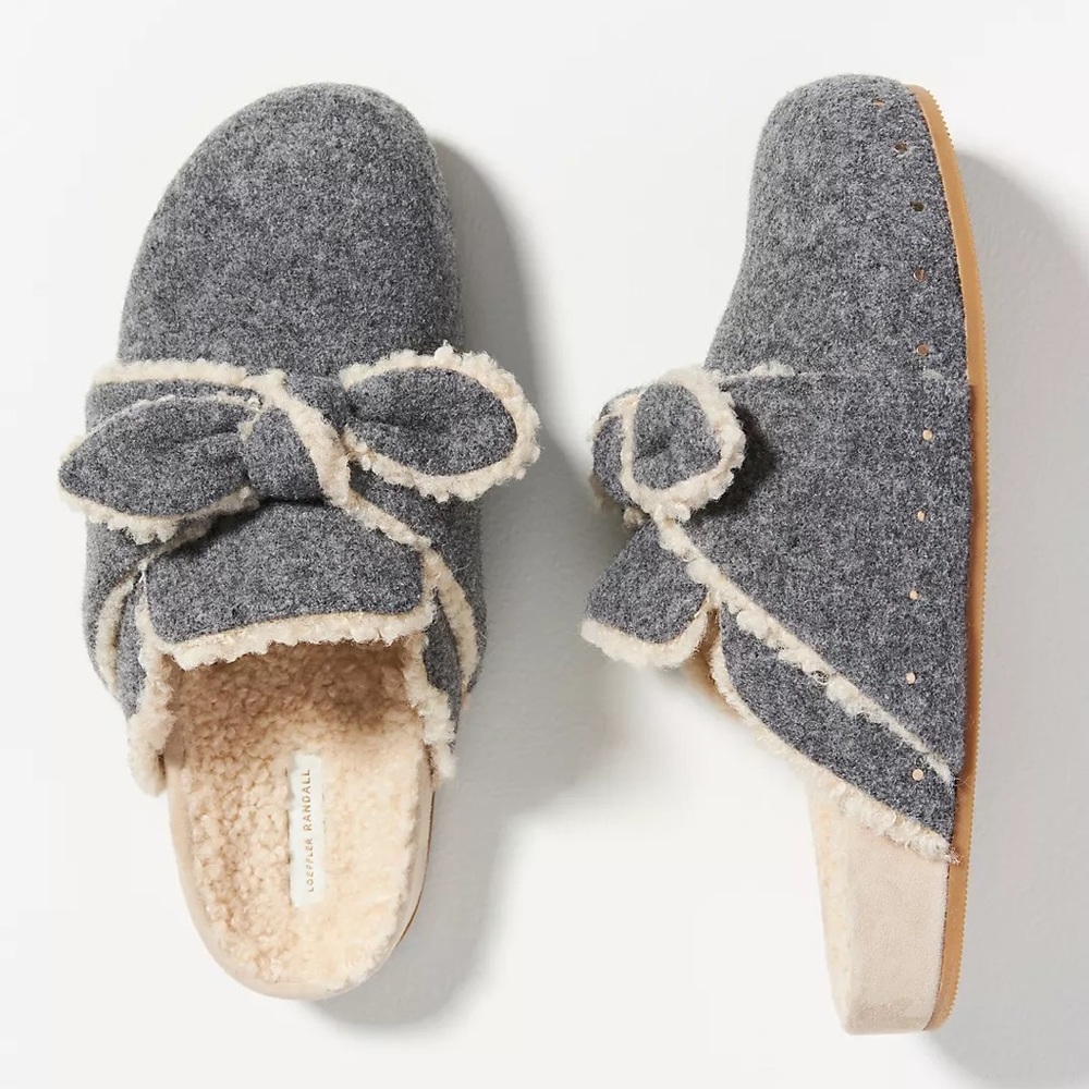 Loeffler Randall Gray and Cream Mules